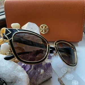 Shiny Black and Gold Tory Burch Sunglasses